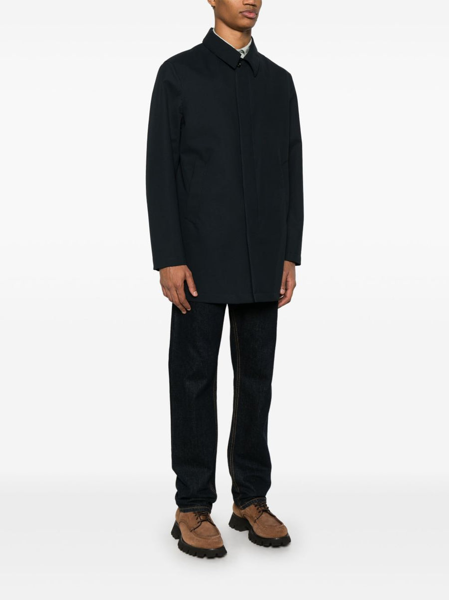 Peuterey Hinnoya Parka Coat for Men Front Button Fastening Drawstring Waist Flap Pockets Oxford Blue