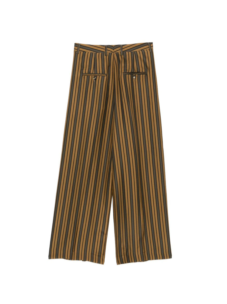 Alberto Biani Striped Silk Trousers For Women With Luxurious Tailored Fit And Brown Vertical Stripe