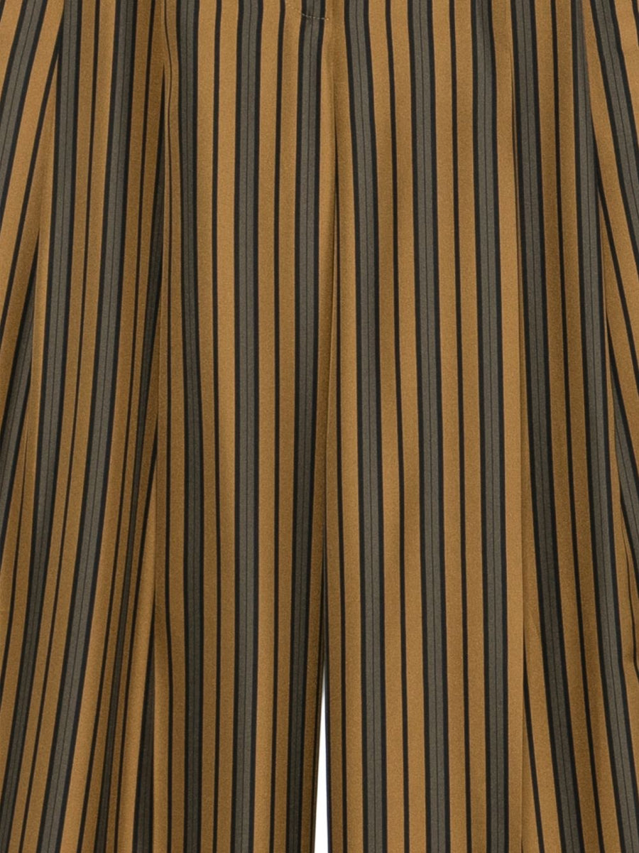 Alberto Biani Striped Silk Trousers For Women With Luxurious Tailored Fit And Brown Vertical Stripe