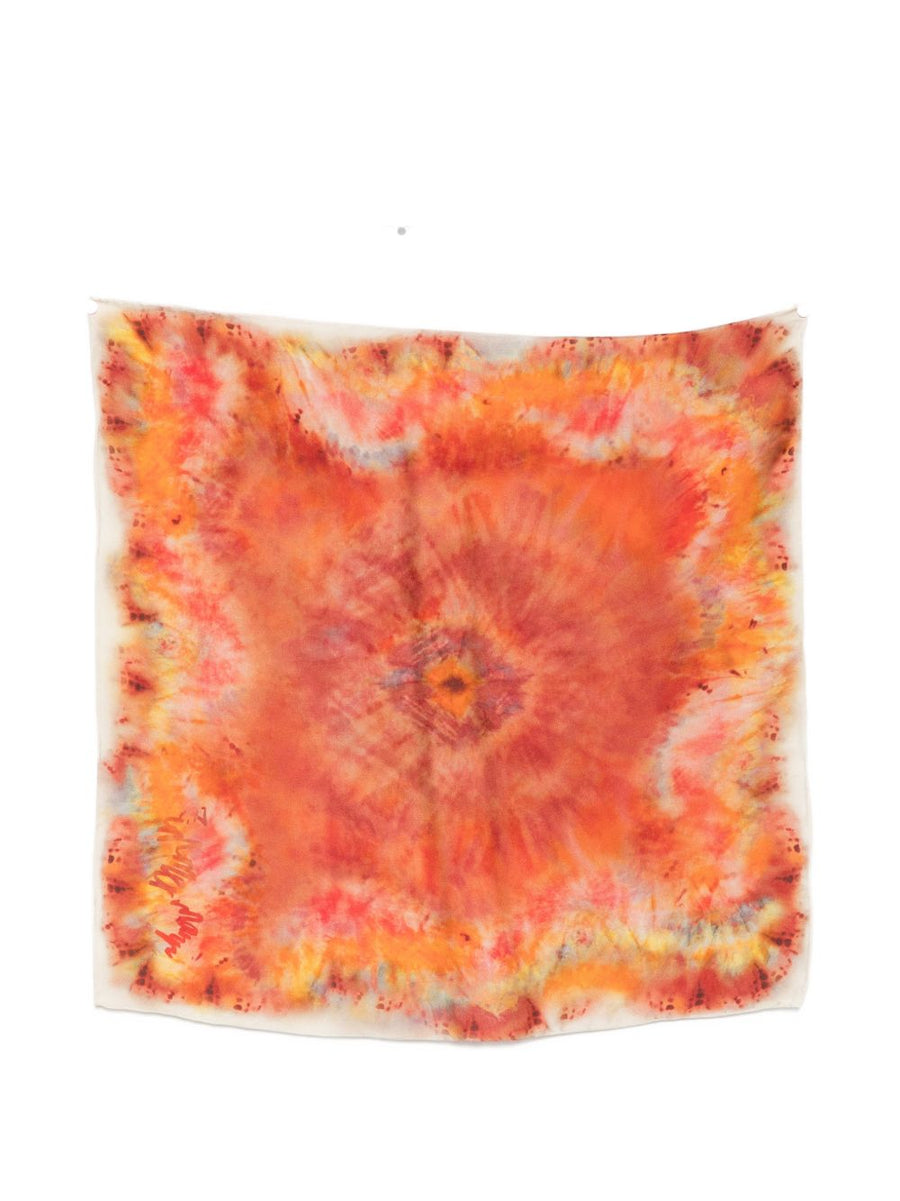 Zimmermann Printed Silk Foulard for Women Bold Red Tie Dye Lightweight Resort Wear