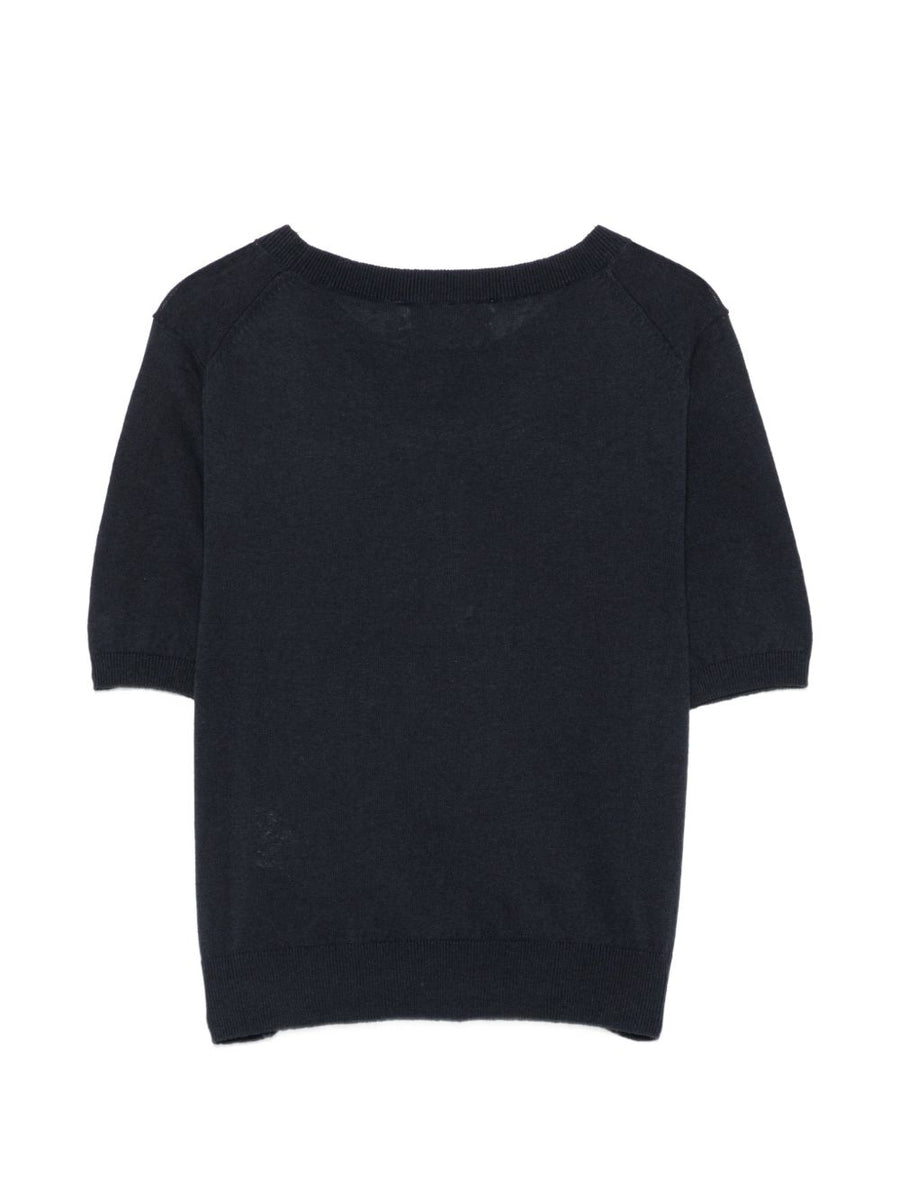 Dunst Women Cotton Linen Blend T Shirt Navy Round Neck Short Sleeve Breathable Comfort Everyday Essential