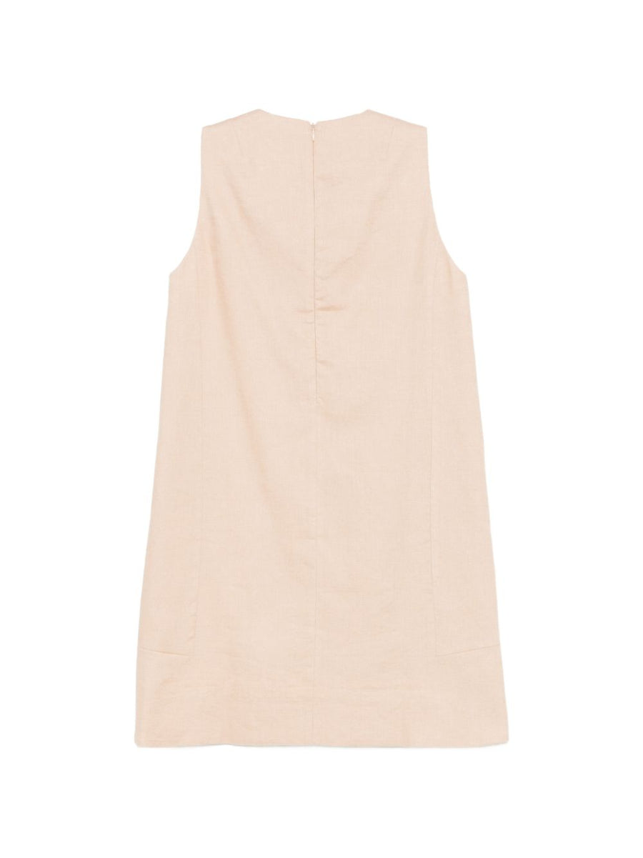 Semicouture Linen Mini Dress Beige For Women Chic Minimalist Silhouette With Hidden Zip