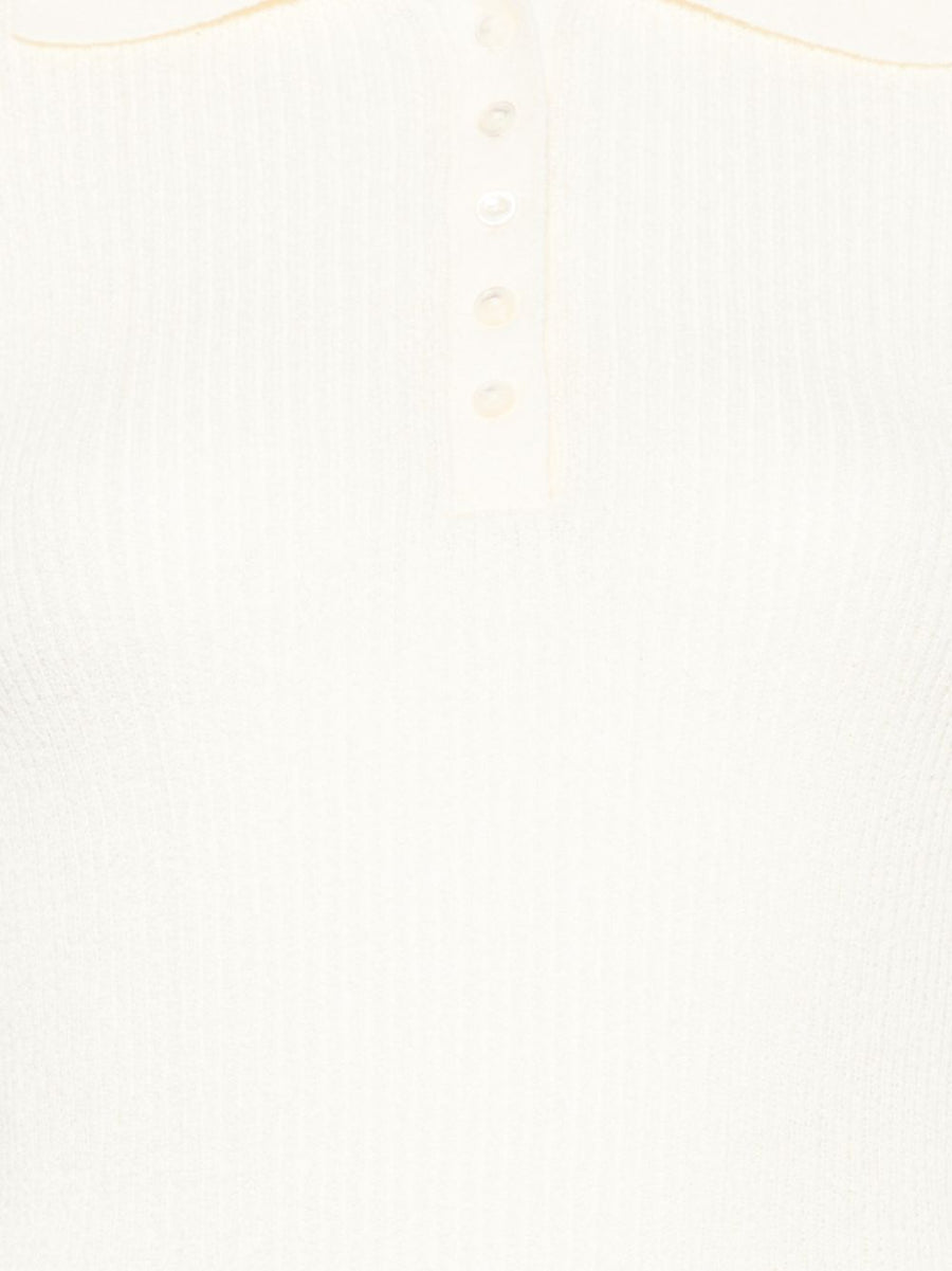 Ecru Cotton Blend Polo Shirt Women Dunst Versatile