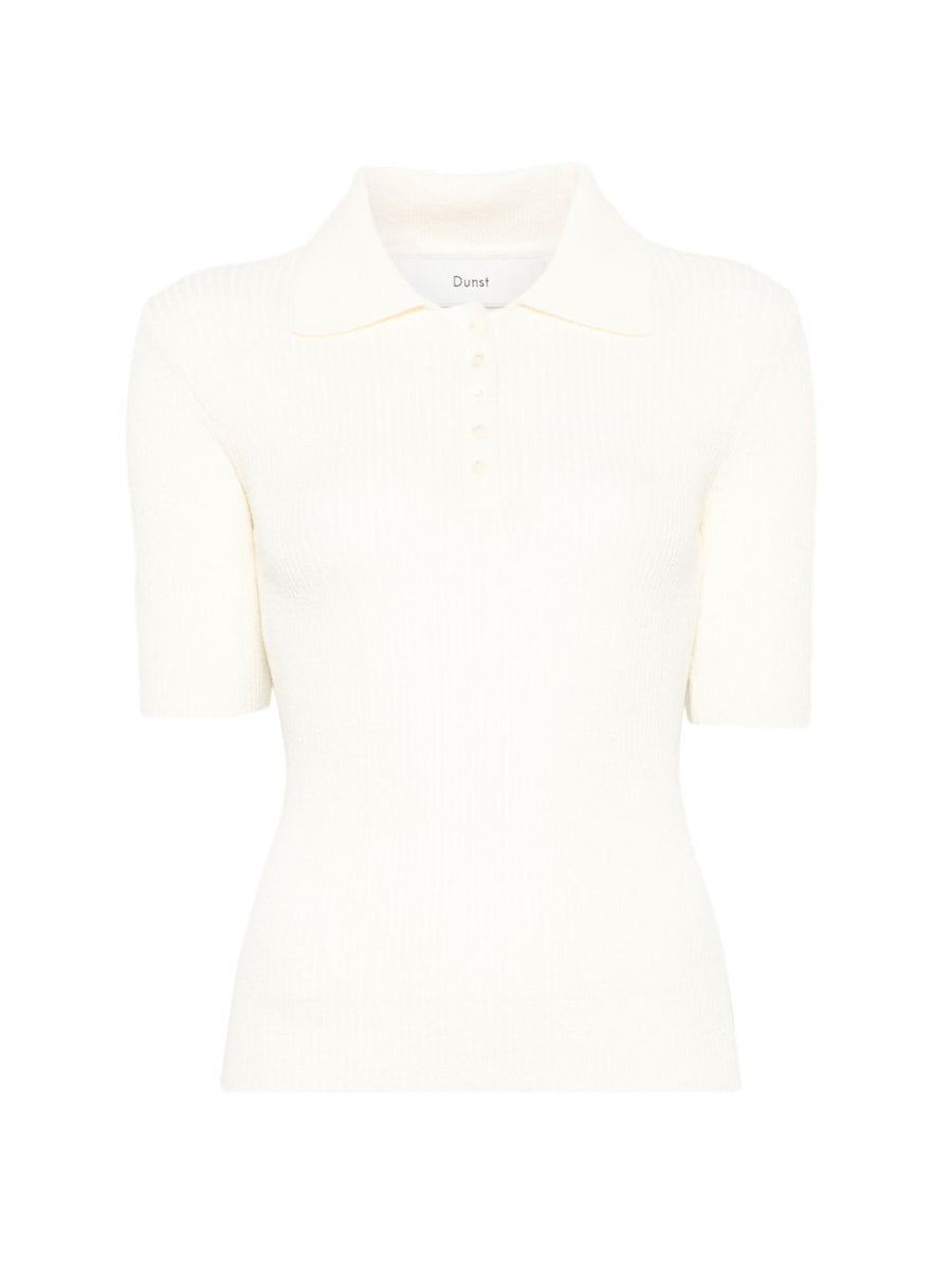 Ecru Cotton Blend Polo Shirt Women Dunst Versatile
