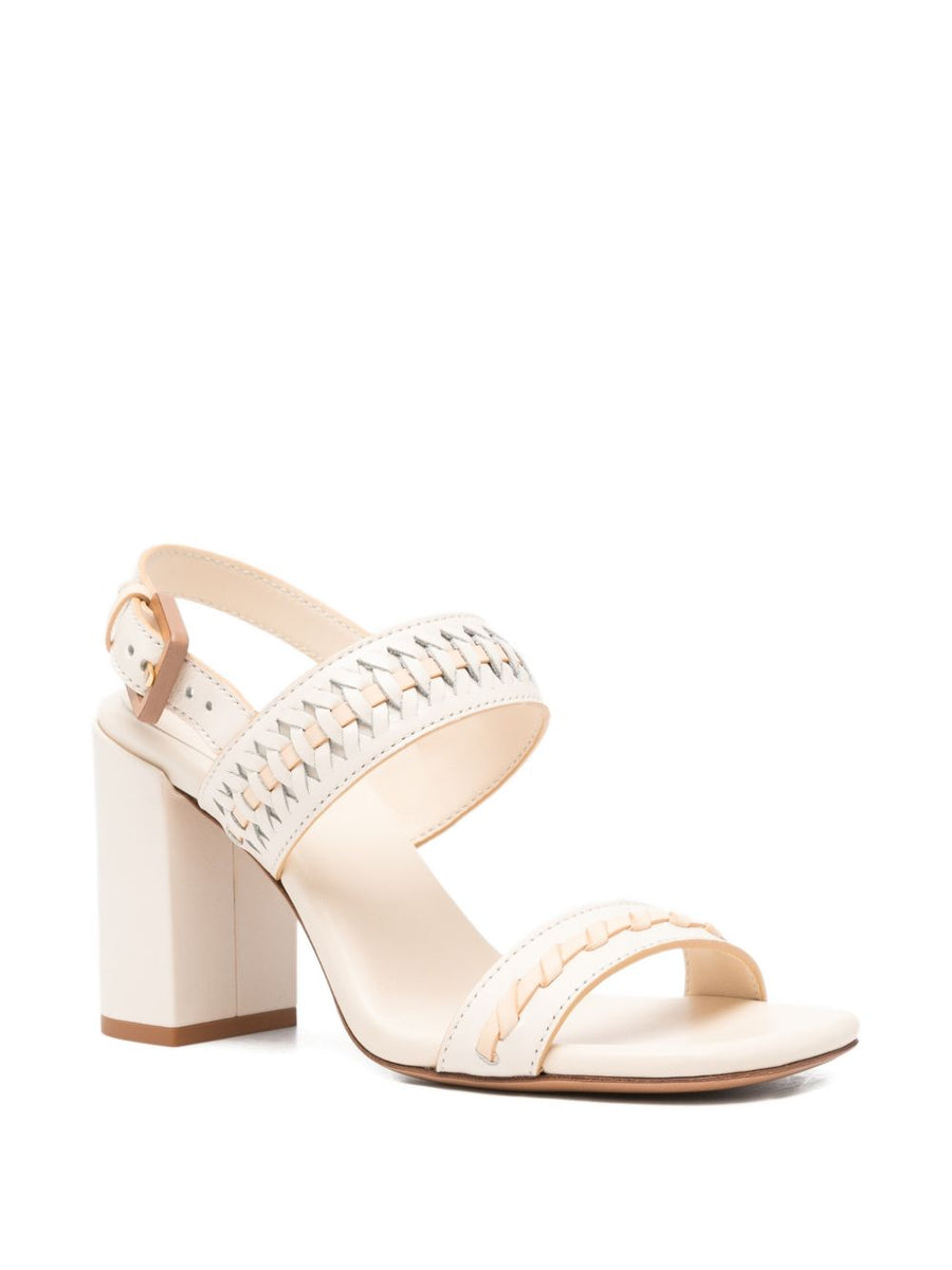 Zimmermann Alchemy Leather Heel Sandals Open Toe Slingback For Women With Woven Detail Luxury