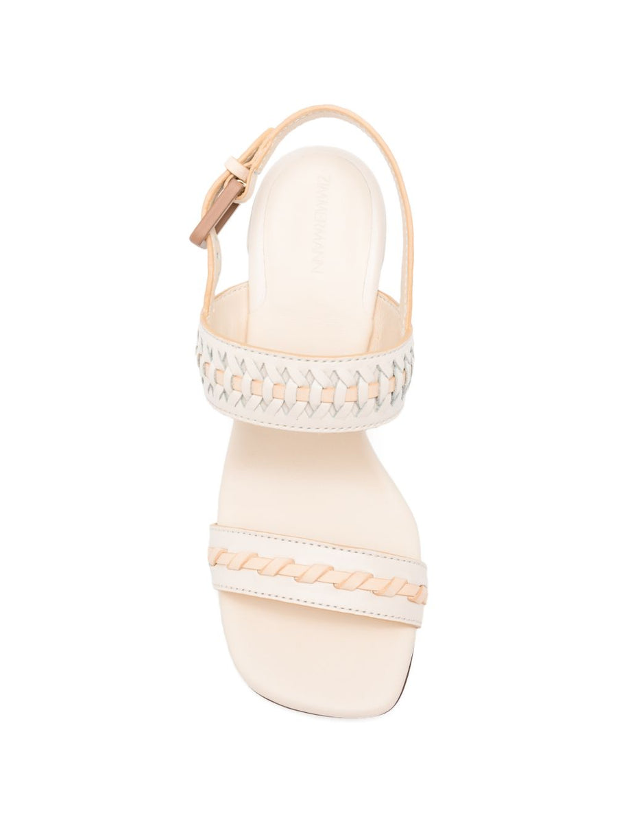 Zimmermann Alchemy Leather Heel Sandals Open Toe Slingback For Women With Woven Detail Luxury