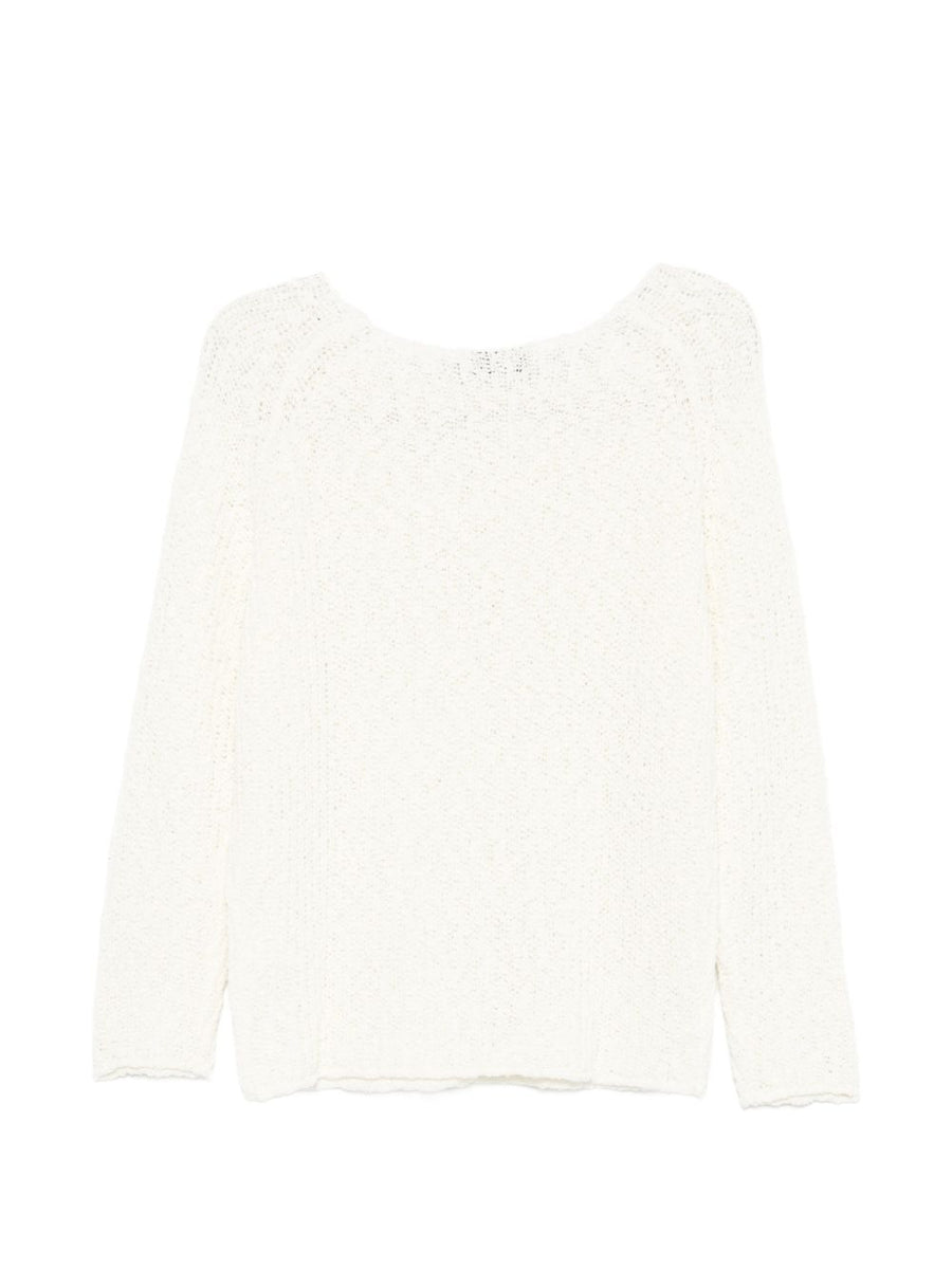Dunst Crochet Crewneck Jumper For Women Lightweight Ivory Open Knit Top Versatile Wardrobe Essential