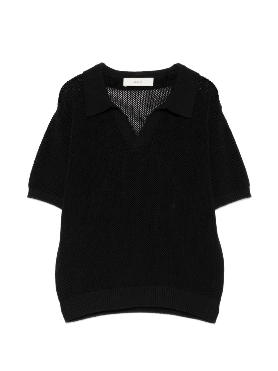Dunst Cotton Linen Polo Shirt For Women Versatile Black Polo With Soft Structure