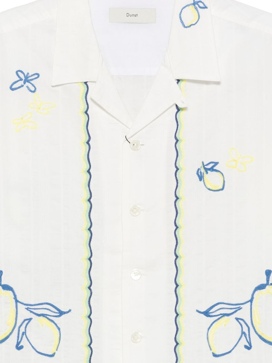 Dunst Womens Cotton Shirt White Short Sleeve Button Front Breathable Timeless Everyday Essential