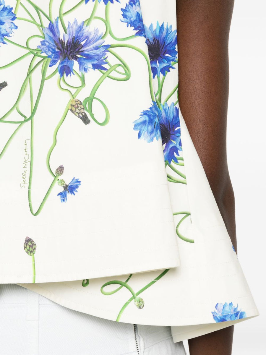 Stella McCartney Embroidered Cotton Top for Women Floral Embroidery and Tie Straps