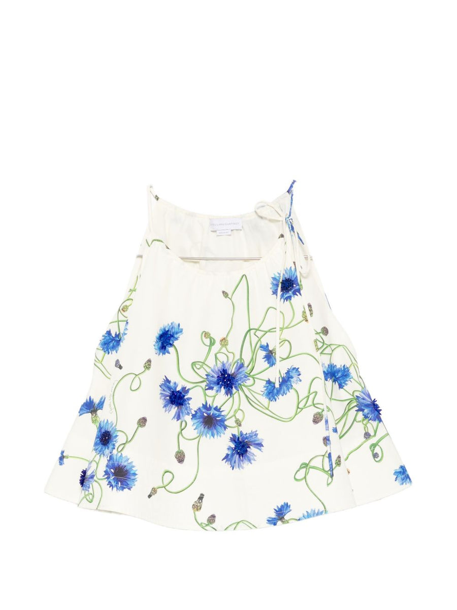 Stella McCartney Embroidered Cotton Top for Women Floral Embroidery and Tie Straps