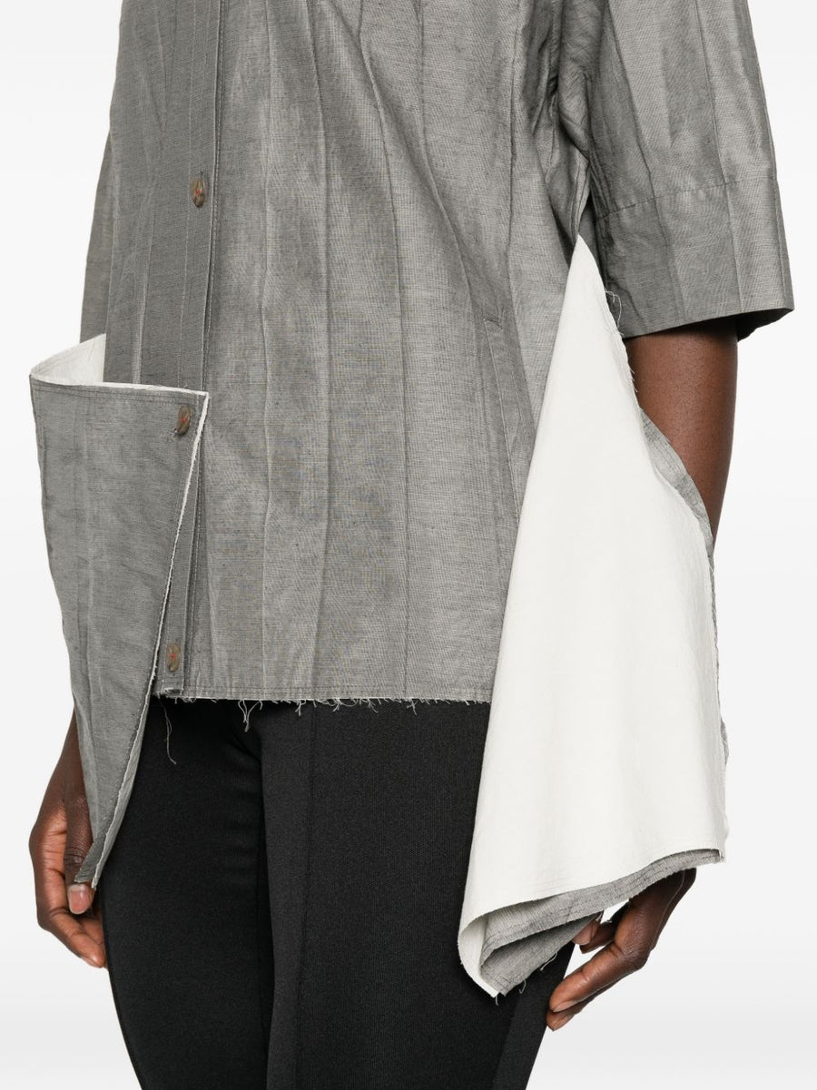 SOH Cotton Blend Blouse For Women Grey Pleated Texture Everyday Office To Casual Wear Polished Comfort