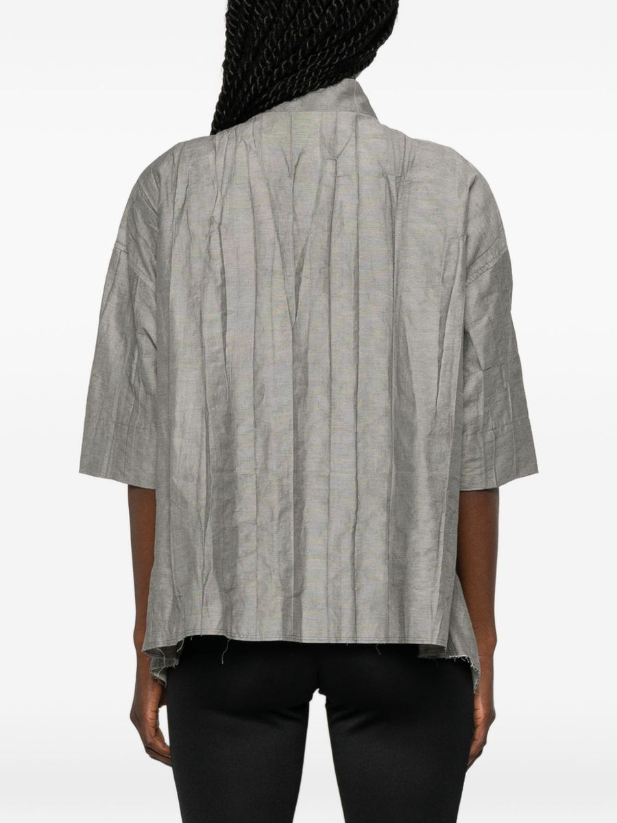 SOH Cotton Blend Blouse For Women Grey Pleated Texture Everyday Office To Casual Wear Polished Comfort