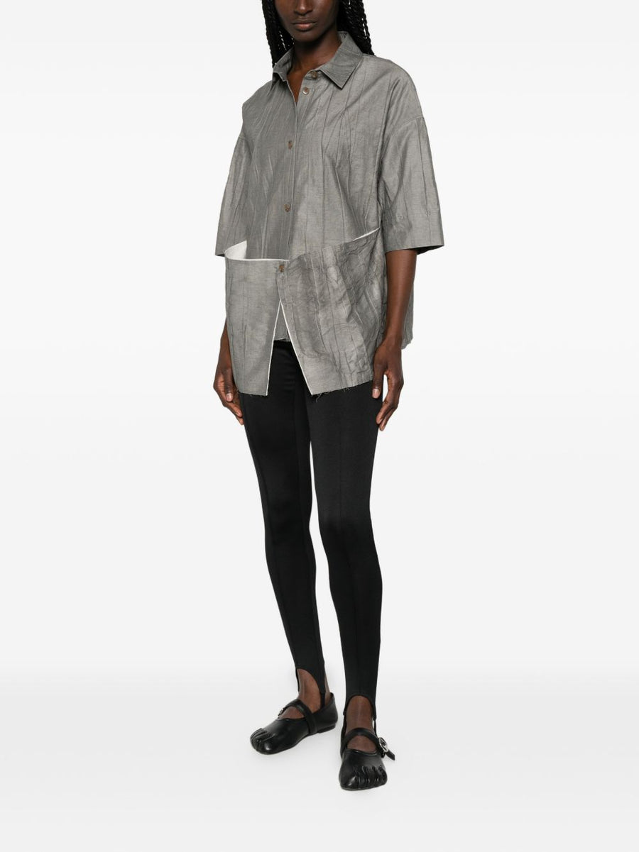 SOH Cotton Blend Blouse For Women Grey Pleated Texture Everyday Office To Casual Wear Polished Comfort