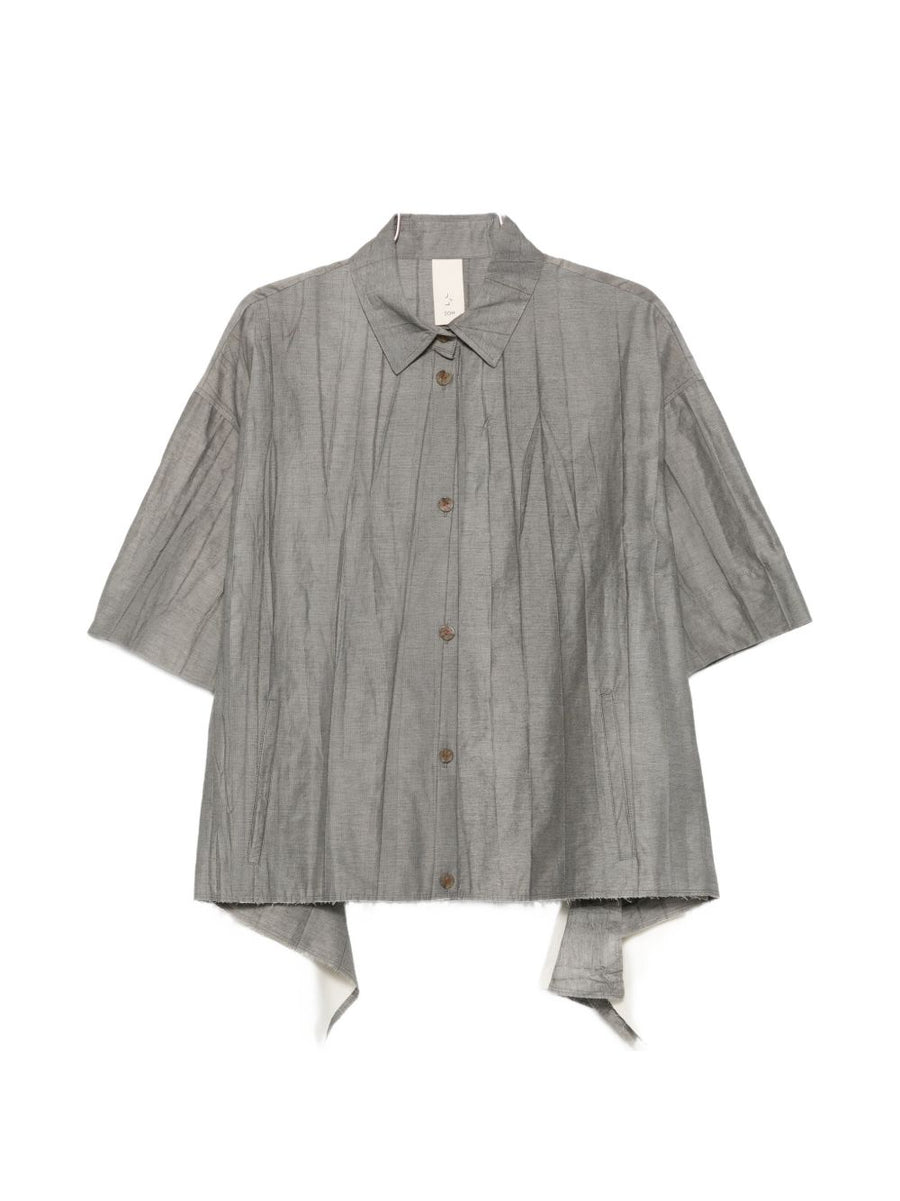 SOH Cotton Blend Blouse For Women Grey Pleated Texture Everyday Office To Casual Wear Polished Comfort