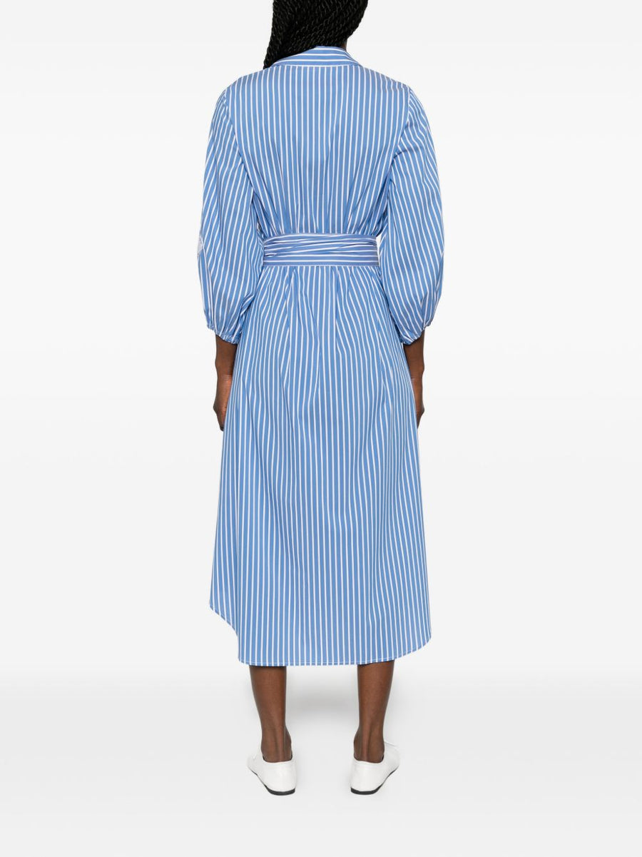 Archivio '67 Cotton Chemisier Dress for Women Timeless Tailoring Front Button Navy White Stripes