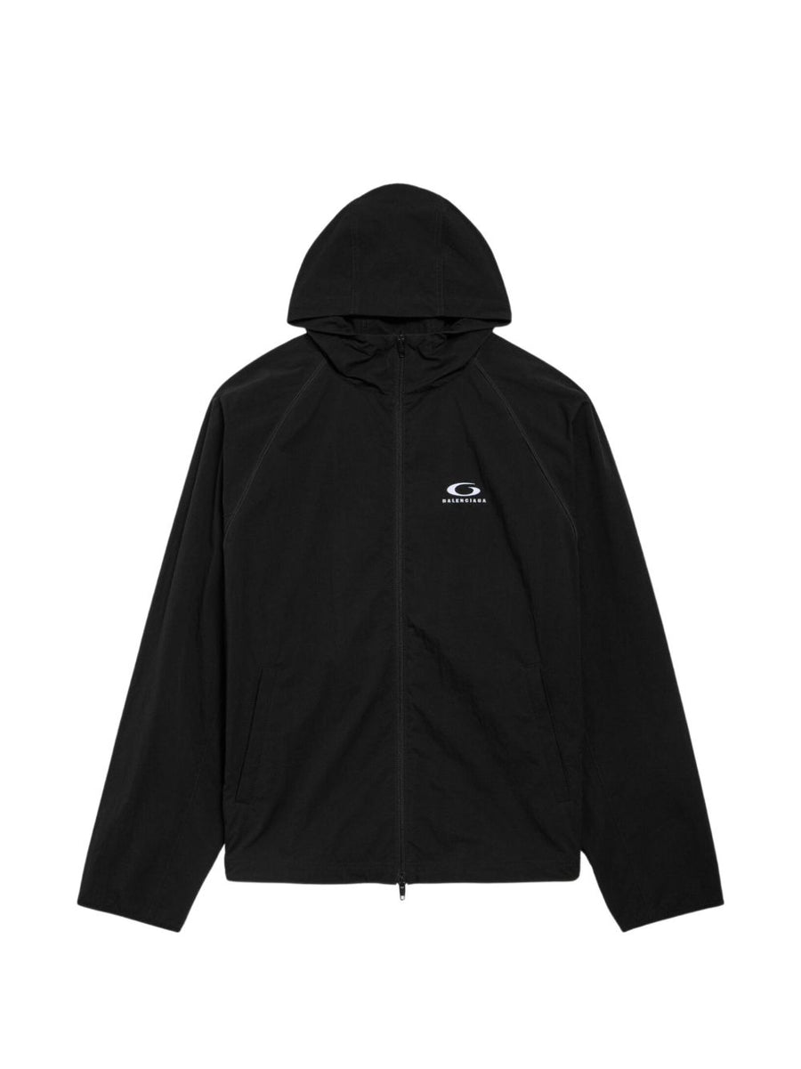 Balenciaga Logo Hooded Jacket For Men Minimalist Luxury Outerwear With Bold Logo Detail