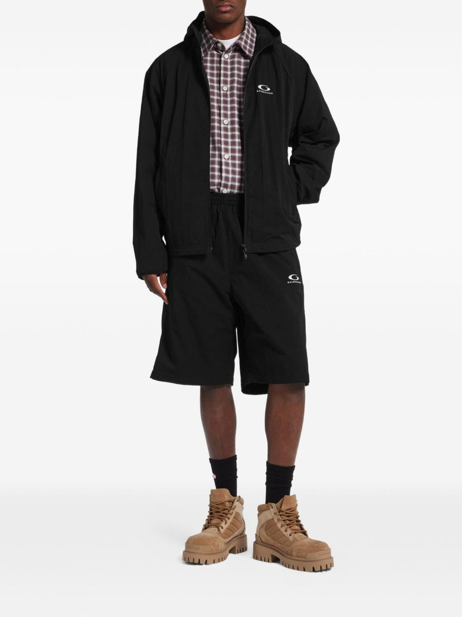 Balenciaga Logo Hooded Jacket For Men Minimalist Luxury Outerwear With Bold Logo Detail