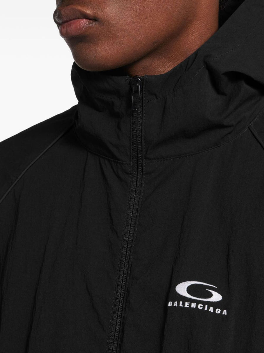 Balenciaga Logo Hooded Jacket For Men Minimalist Luxury Outerwear With Bold Logo Detail
