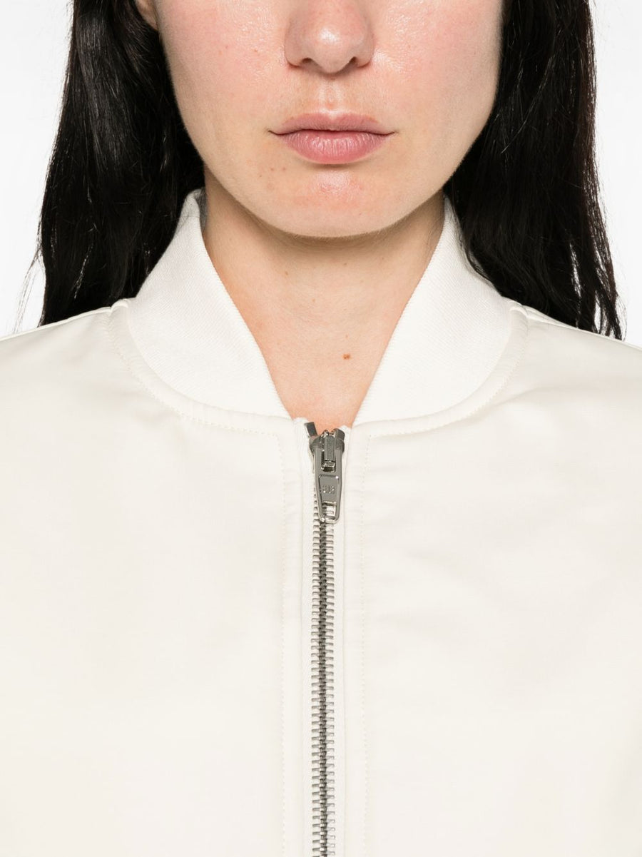 Balenciaga Cropped Bomber Jacket Ivory For Women Versatile Luxury Outerwear With Zip Closure