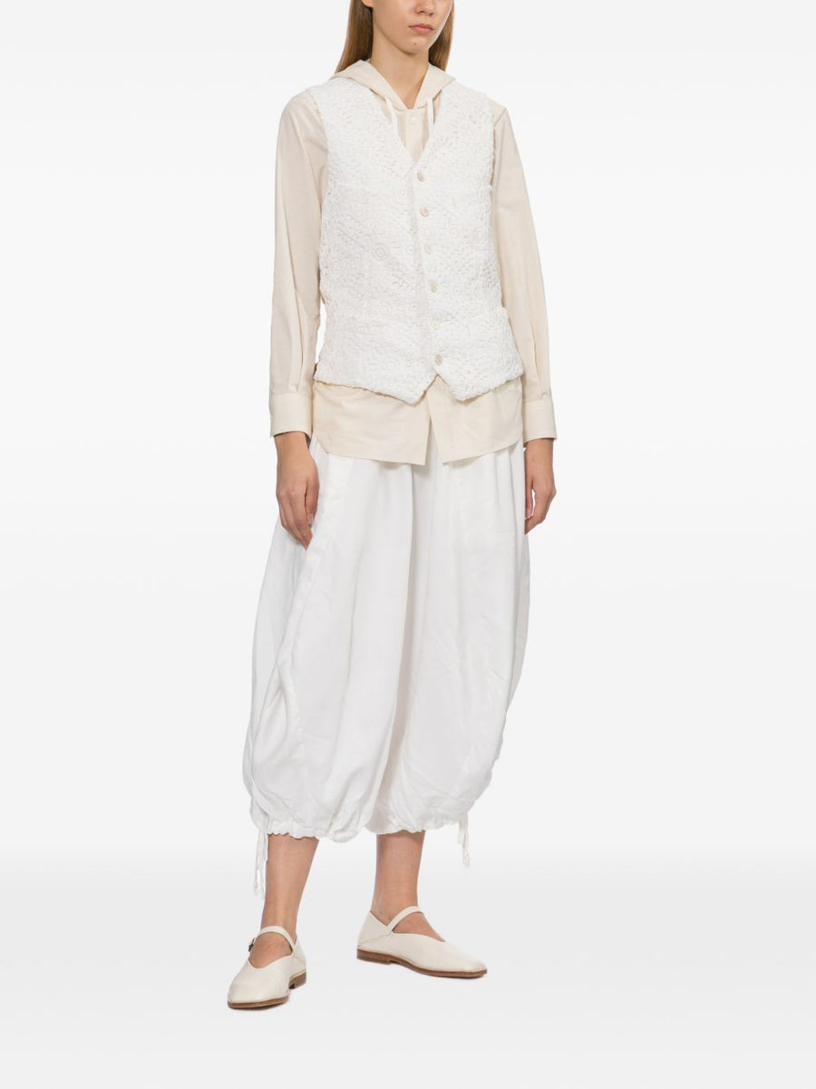 Comme Des Garcons Lace Vest For Women White Floral Embroidered Topwear Elegant Versatile Spring Summer 2026