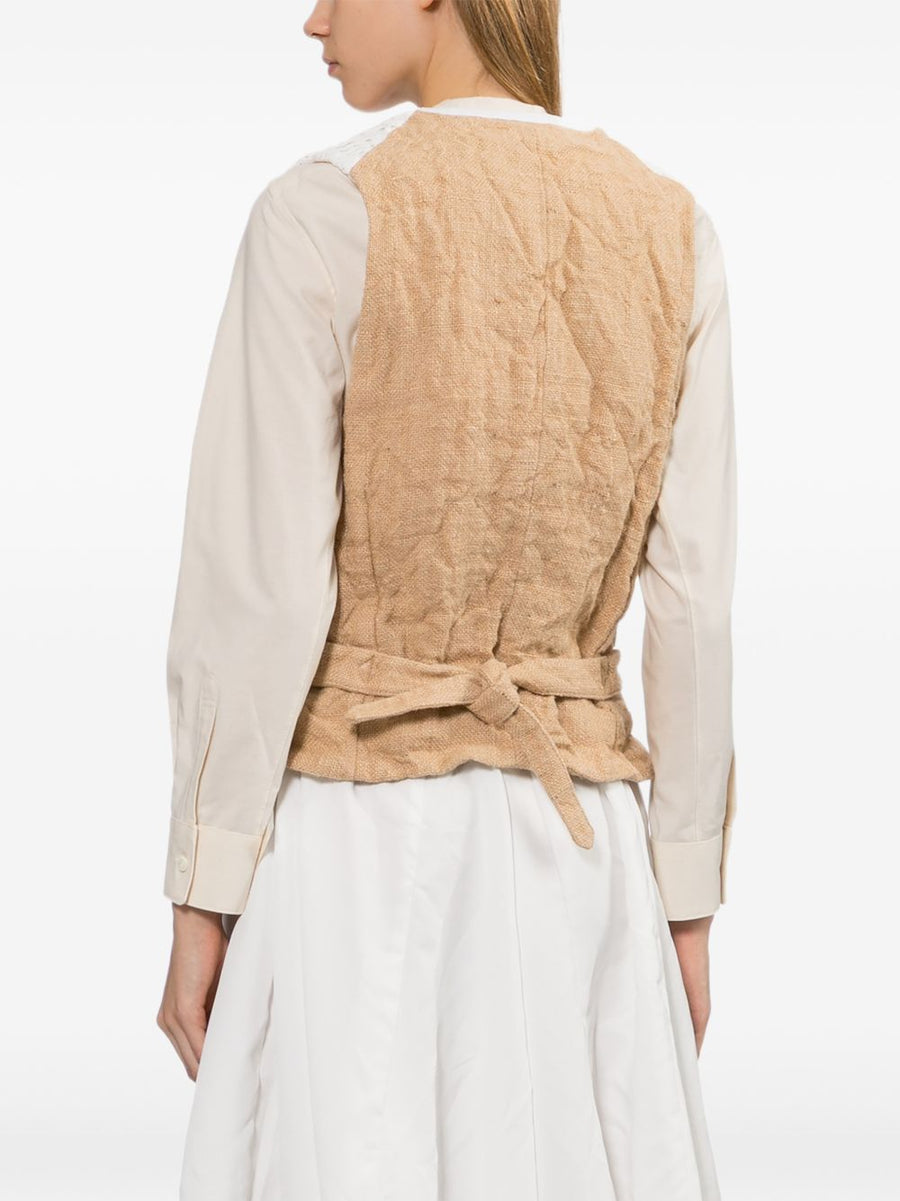 Comme Des Garcons Lace Vest For Women White Floral Embroidered Topwear Elegant Versatile Spring Summer 2026