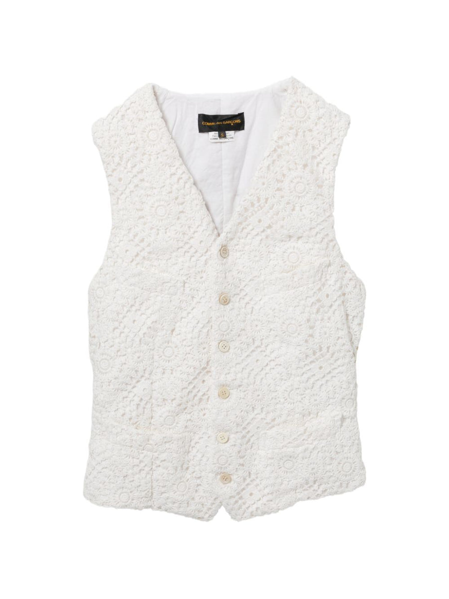 Comme Des Garcons Lace Vest For Women White Floral Embroidered Topwear Elegant Versatile Spring Summer 2026
