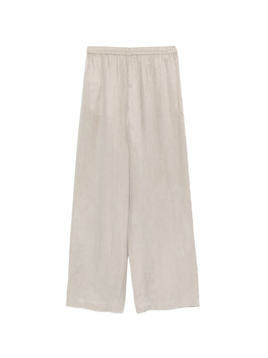Emporio Armani Light Grey Lyocell Straight Leg Trousers With Elastic Waistband And Satin Finish Womens Workwear