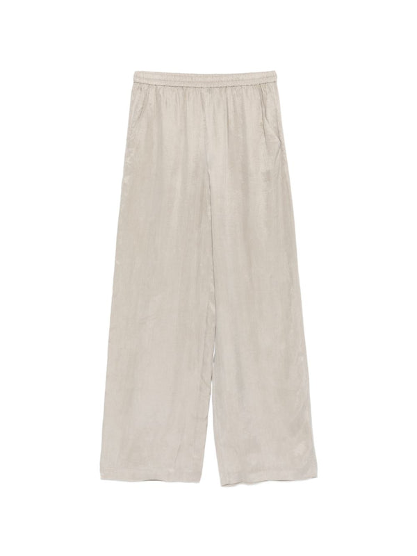 Emporio Armani Light Grey Lyocell Straight Leg Trousers With Elastic Waistband And Satin Finish Womens Workwear