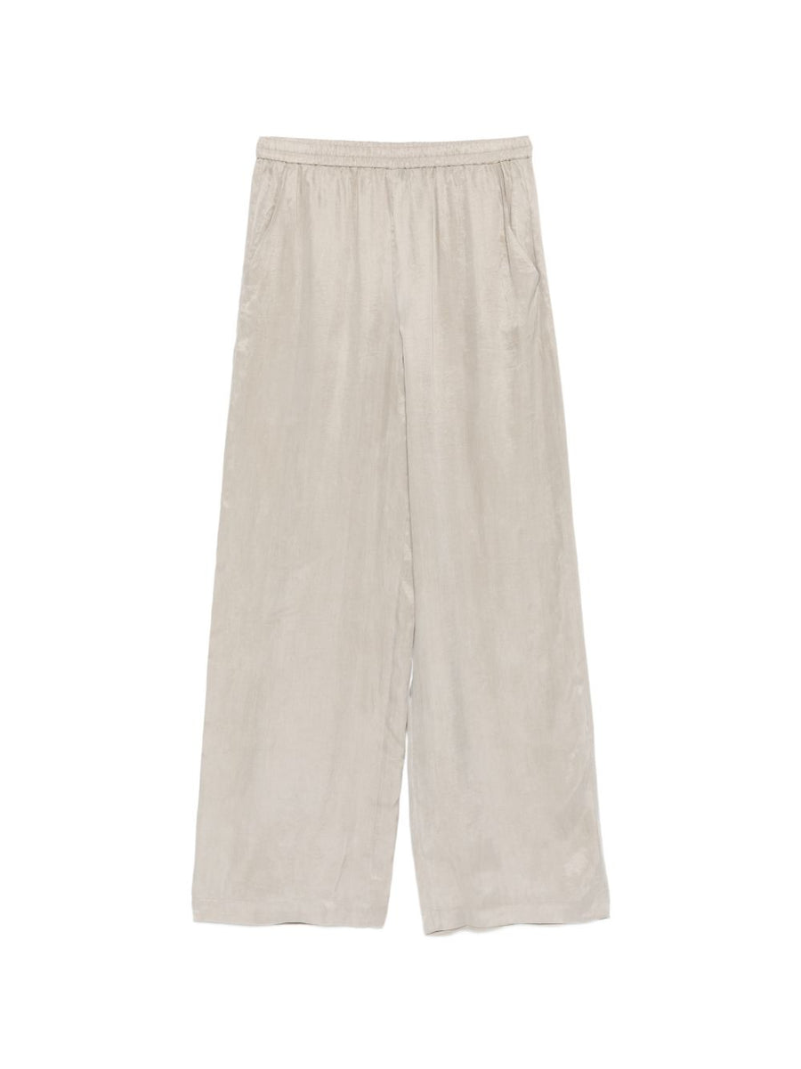 Emporio Armani Light Grey Lyocell Straight Leg Trousers With Elastic Waistband And Satin Finish Womens Workwear