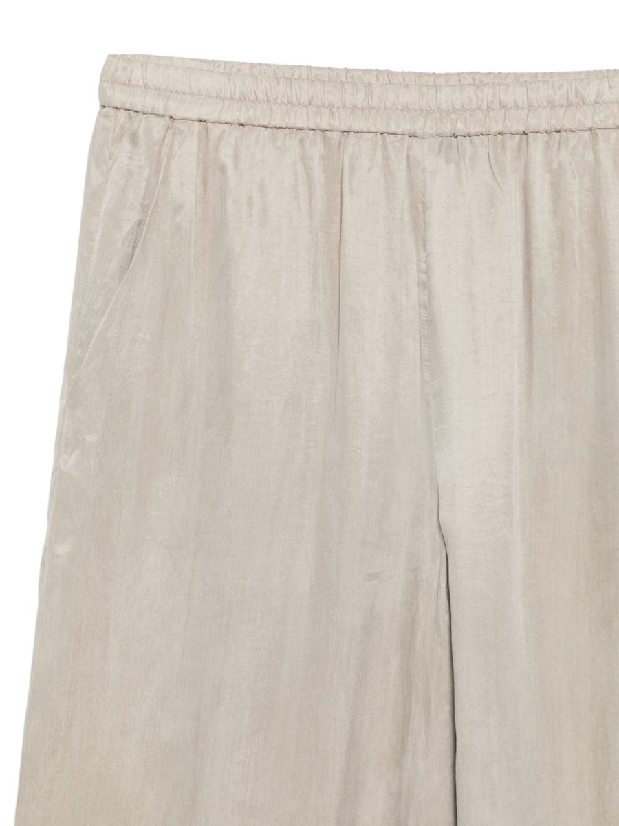 Emporio Armani Light Grey Lyocell Straight Leg Trousers With Elastic Waistband And Satin Finish Womens Workwear