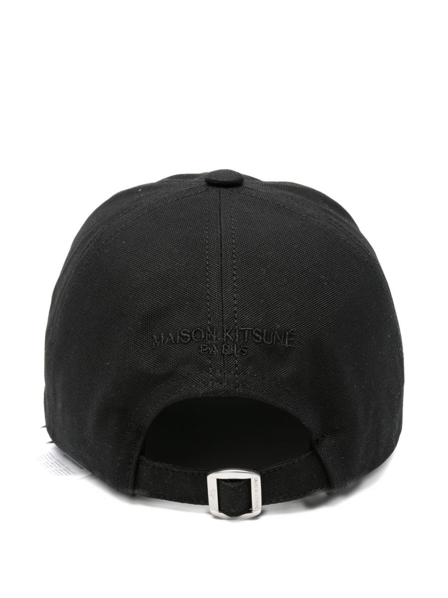 Maison Kitsuné Dressed Fox Baseball Cap for Women Black Cotton Canvas With Front Patch and Rear Embroidery