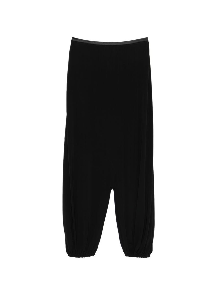 Emporio Armani Wide Leg Trousers For Women Pull On Jersey Comfort Luxurious Black Draped Silhouette Spring Summer 2026
