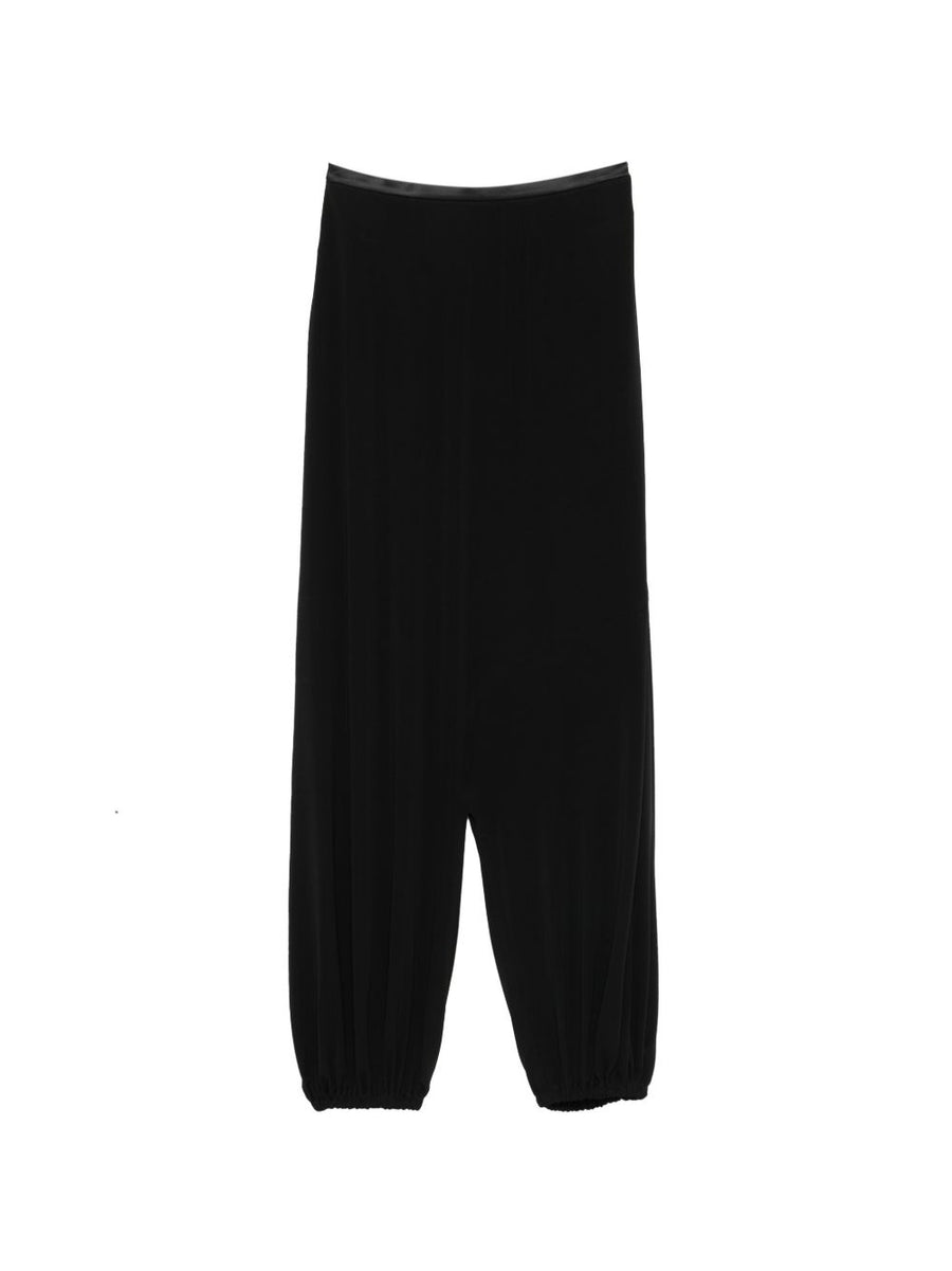 Emporio Armani Wide Leg Trousers For Women Pull On Jersey Comfort Luxurious Black Draped Silhouette Spring Summer 2026