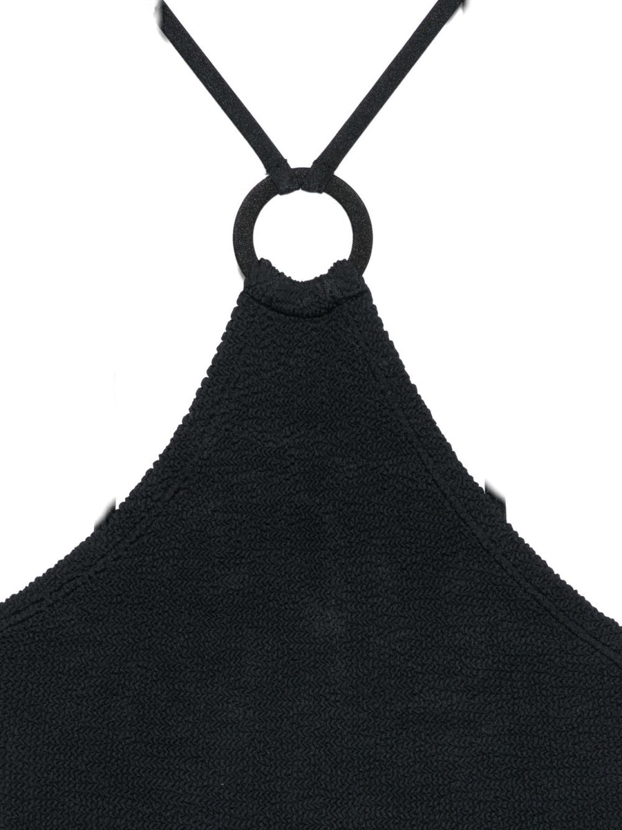 Hunza Jasmine Swimsuit Black Crinkle Halterneck One Piece For Women Luxury Beachwear