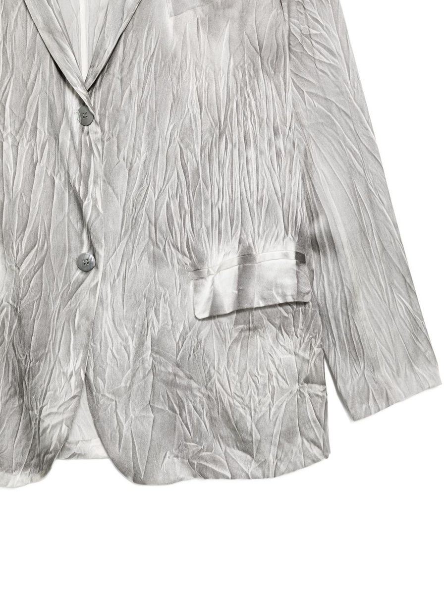 Avant Toi Silk Double Breasted Jacket For Women Grey Crinkled Texture Versatile Workwear