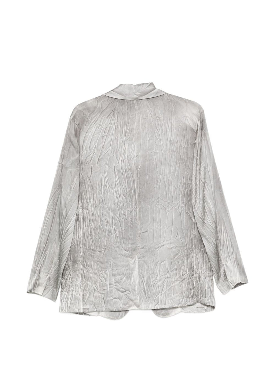Avant Toi Silk Double Breasted Jacket For Women Grey Crinkled Texture Versatile Workwear