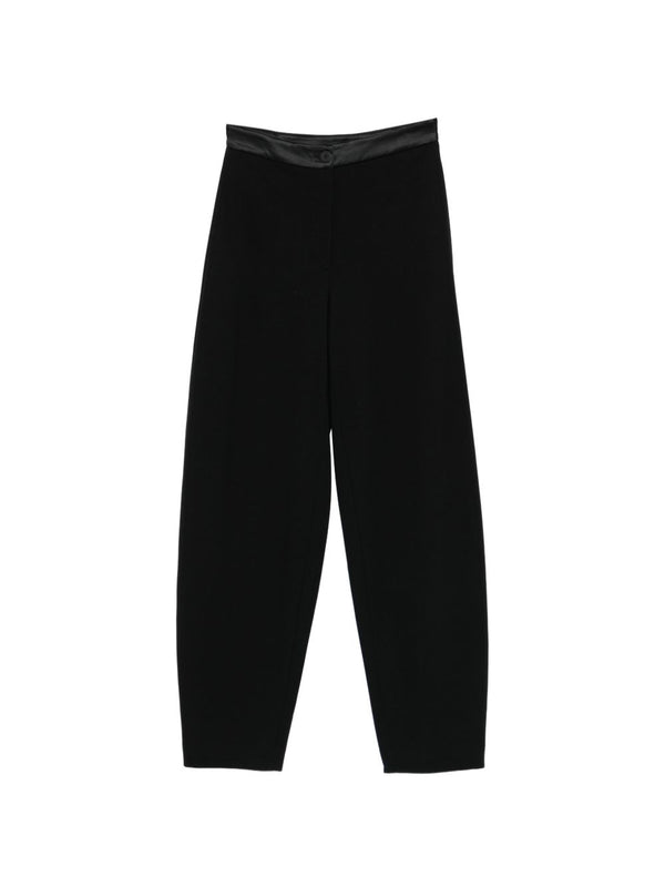 Emporio Armani Satin Finish Tapered Trousers With Luxe Satin Waistband For Modern Women Flattering Silhouette