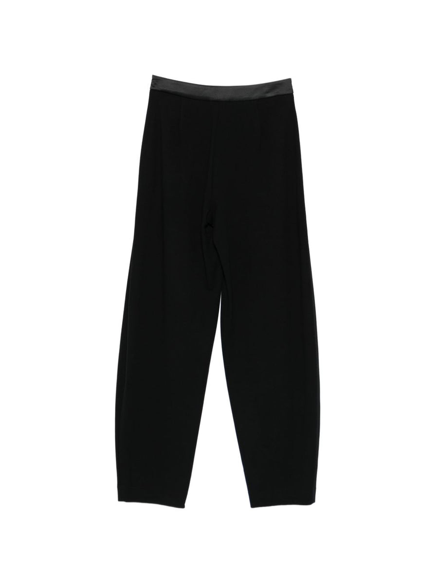 Emporio Armani Satin Finish Tapered Trousers With Luxe Satin Waistband For Modern Women Flattering Silhouette