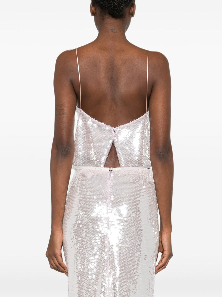 Forte Forte Sequined Cropped Top Pink For Women Party Wear Sparkling Evening Top
