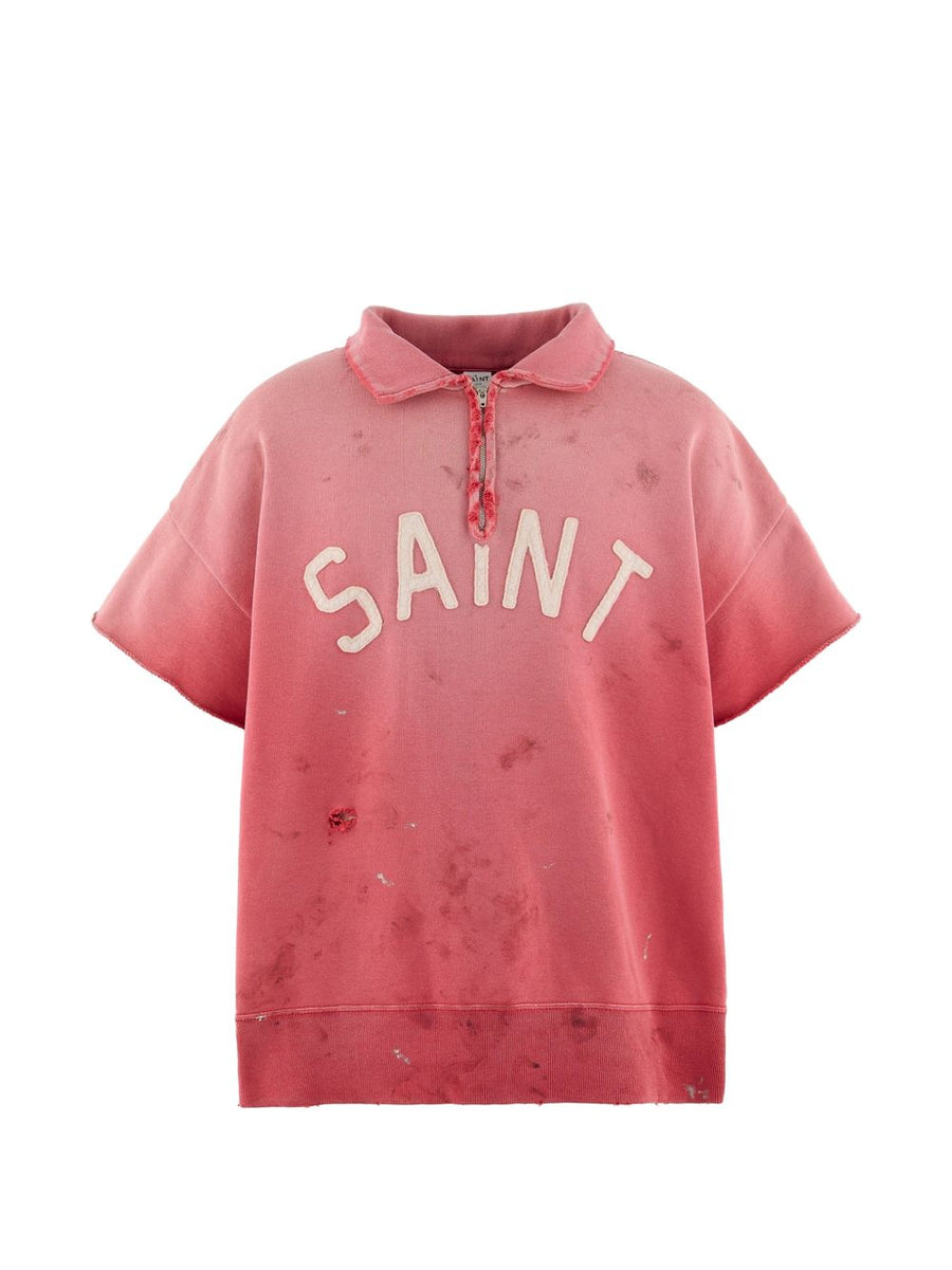 Saint Mxxxxxx Men Red Half Zip Sweatshirt Layering Essential