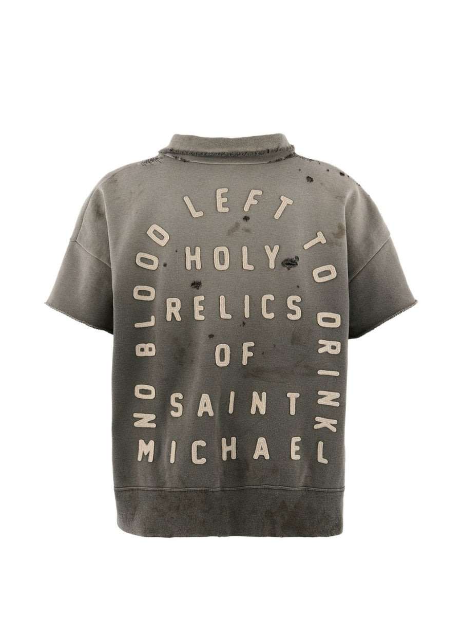 Saint Mxxxxxx Distressed Cotton Half-Zip Polo Shirt