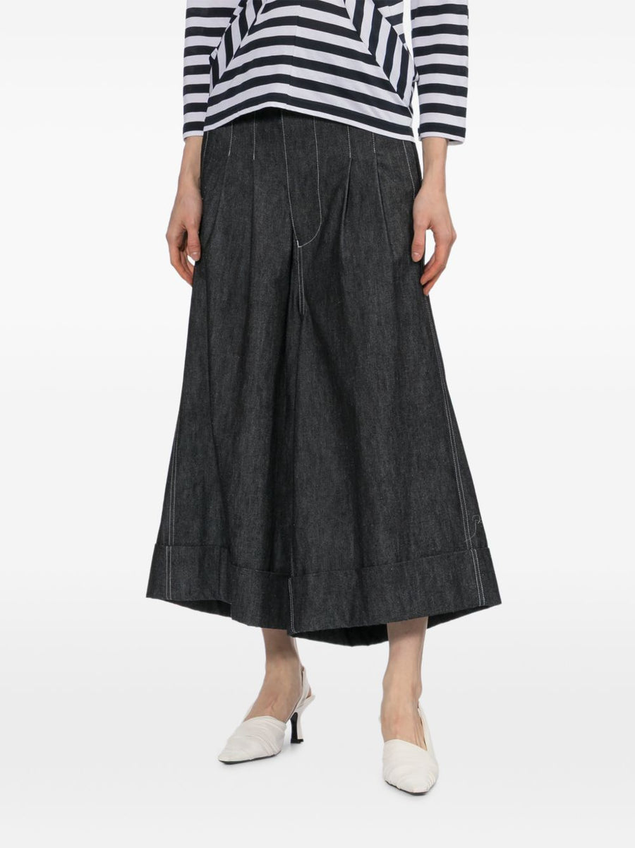 Junya Watanabe Wide Leg Trousers Charcoal Cotton Luxury For Modern Women Office Ready