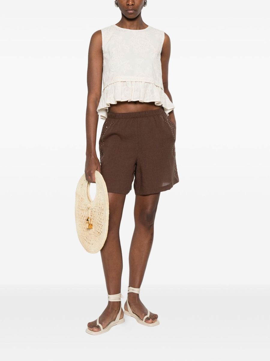 Venuja Beach Shorts 032C For Women Luxury Brown Color Detail Premium Comfort Fit Resortwear