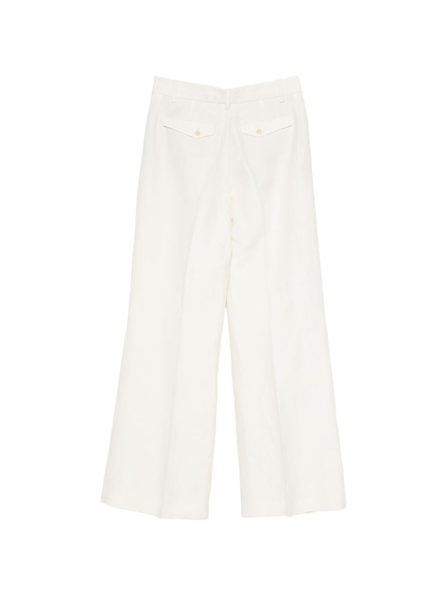 Closed Linen Blend Trousers Ivory Wide Leg Breathable With Pressed Crease For Women
