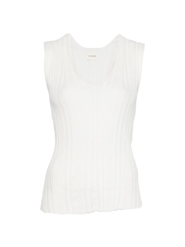 Closed Linen Cotton V Neck Sleeveless Top For Women