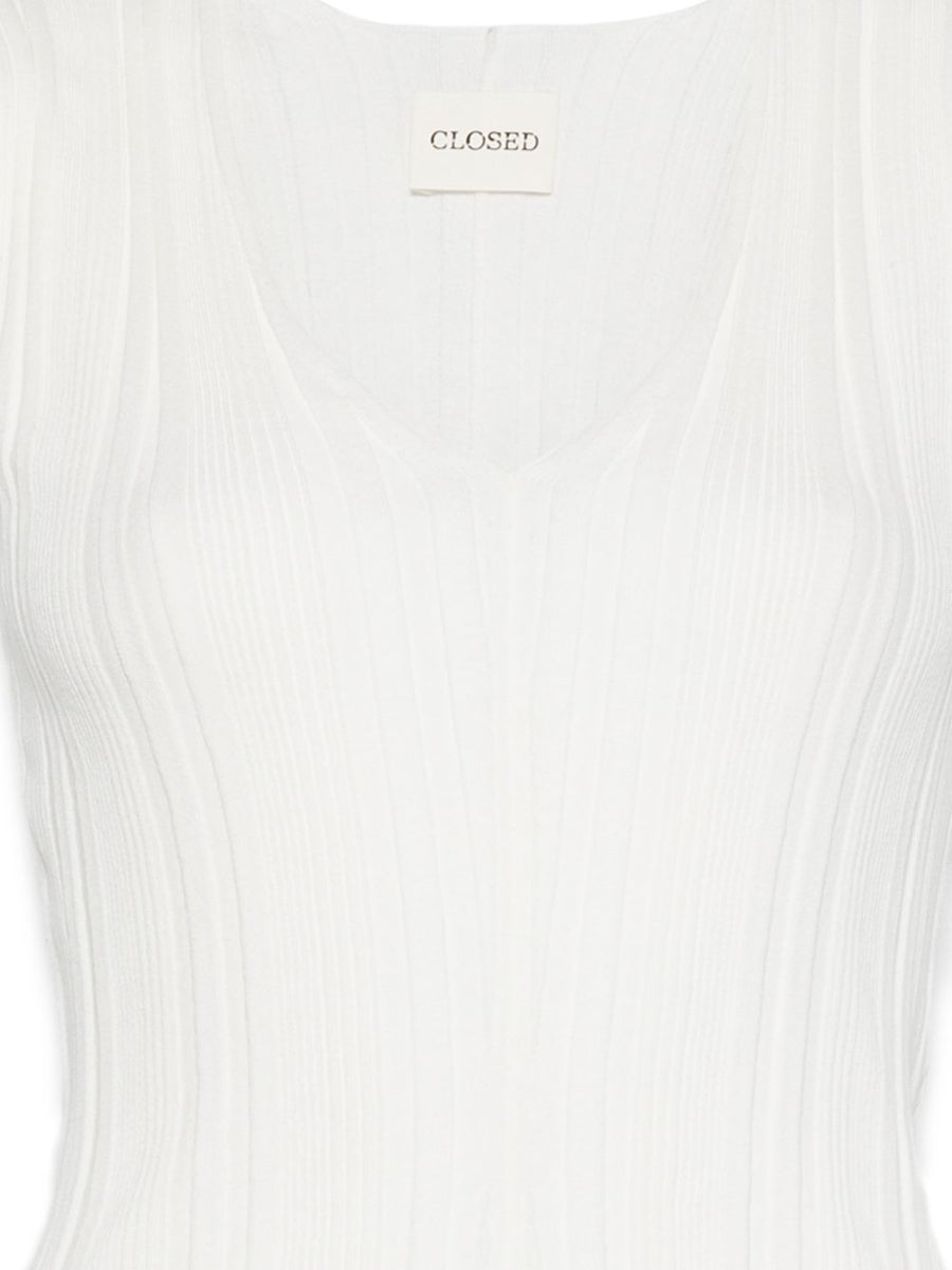 Closed Linen Cotton V Neck Sleeveless Top For Women