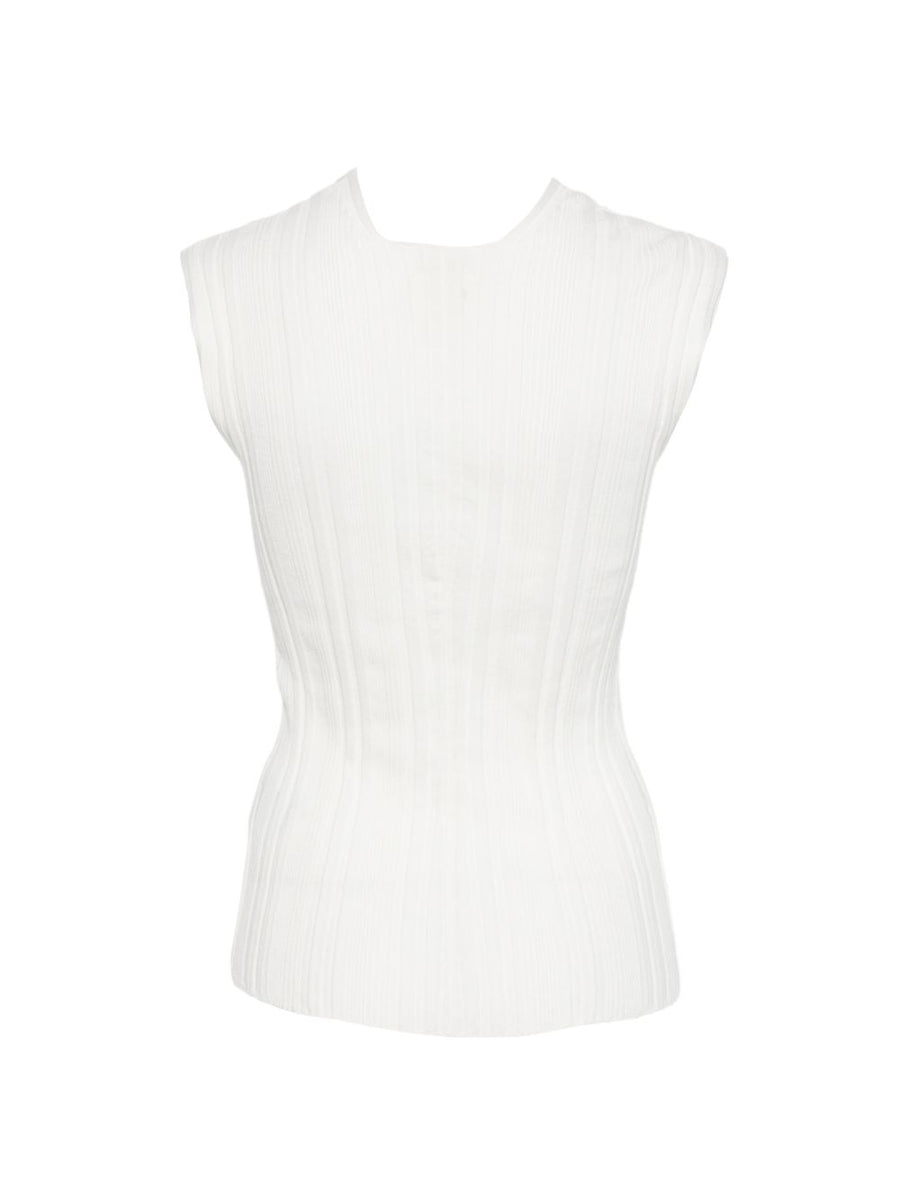 Closed Linen Cotton V Neck Sleeveless Top For Women