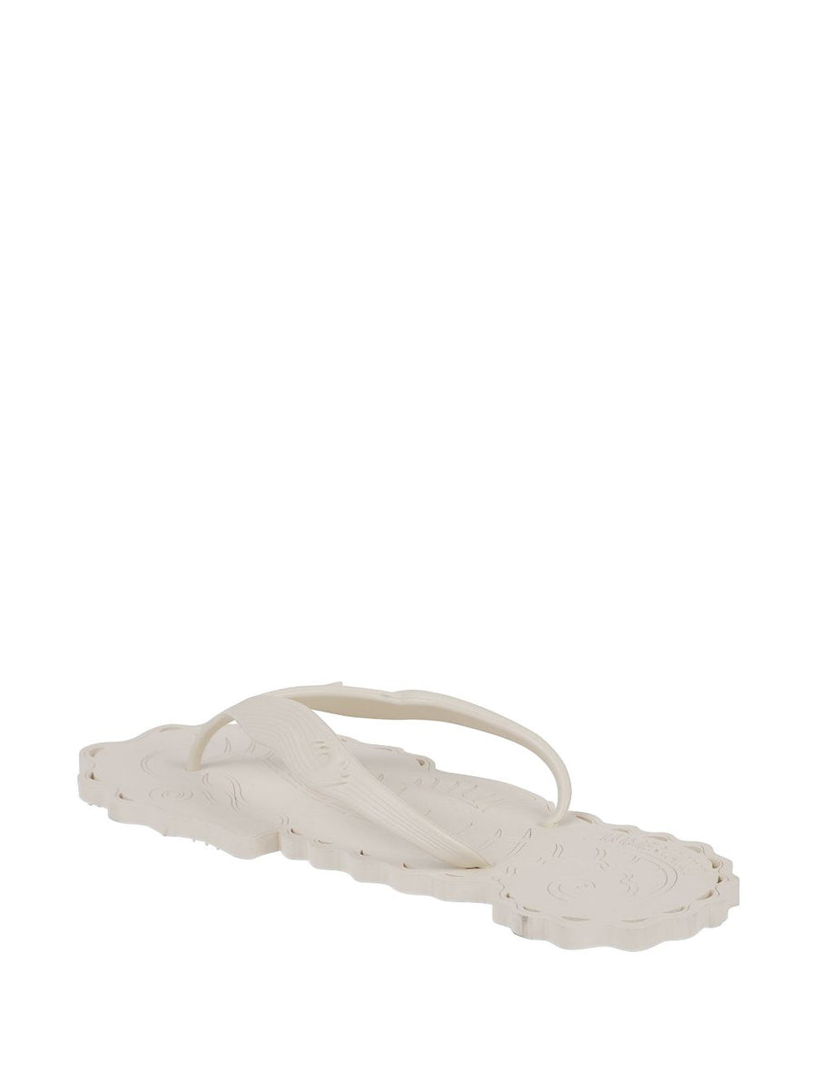 Zimmermann White TPU Sandals With Matte Finish Scalloped Embossed Thong