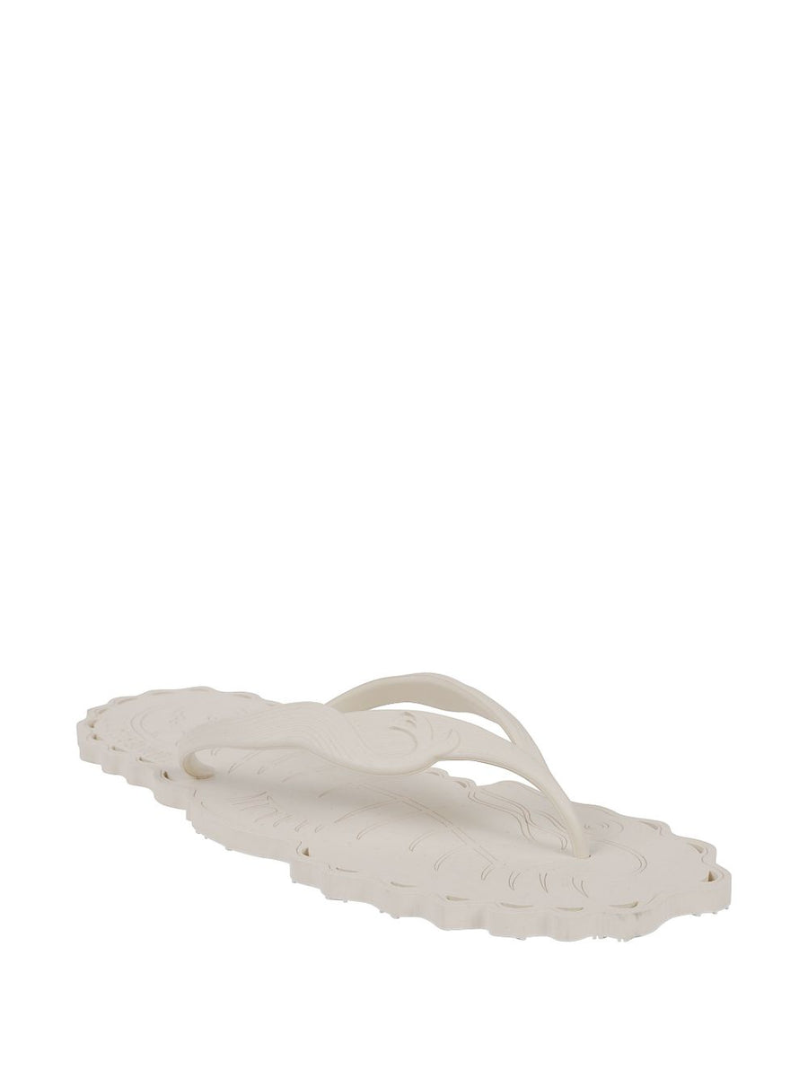 Zimmermann White TPU Sandals With Matte Finish Scalloped Embossed Thong